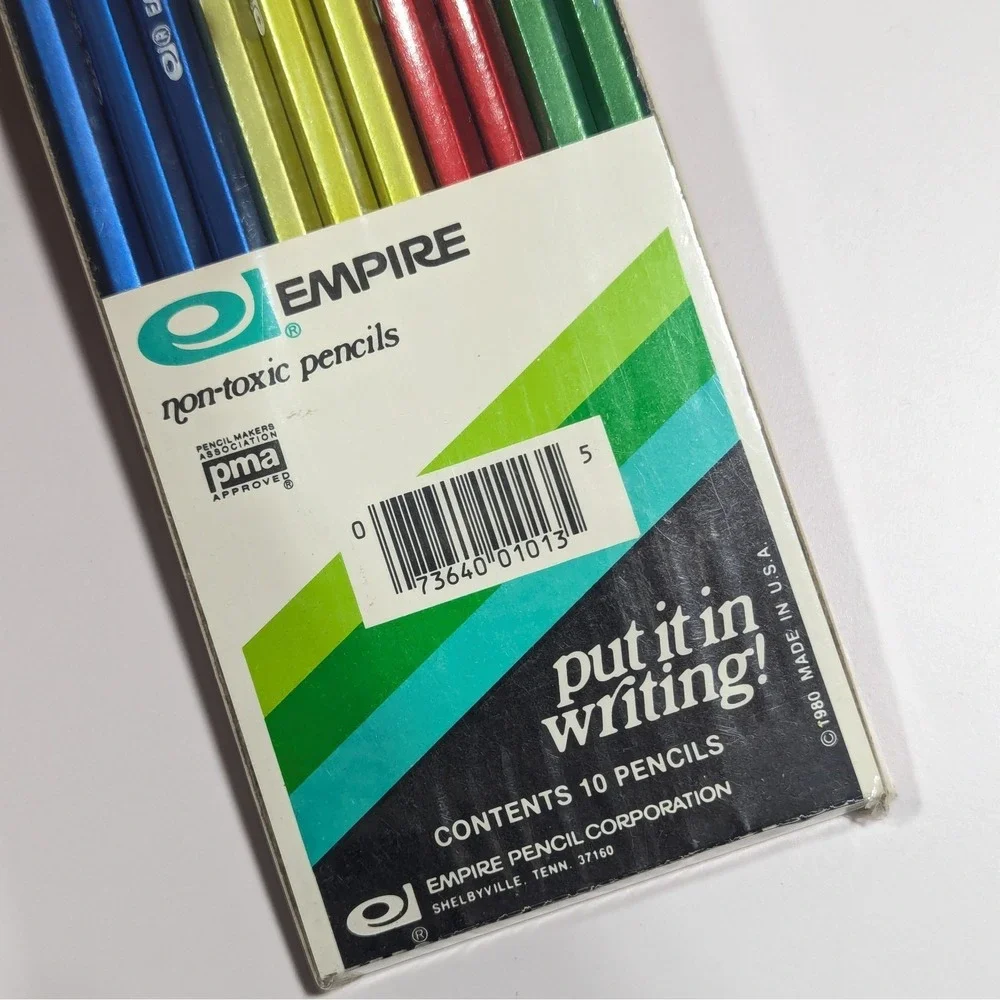 Vintage 1980 Empire #2 Pencils 10 Pack Multi-Color Non-Toxic USA Sealed NOS